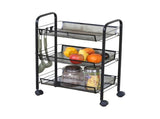 CARLA HOME 3 Tier Rolling Kitchen Trolley Cart - Metal Mesh - Black - Basic - Steel V178-36464