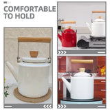 Enamel Tea Kettle White Wood Handle Retro Design Fast Boil No Harmful Substances V1366-AZ2-W-18812
