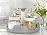 Rotating Spice Rack Salt Shaker with Lid Glass Flavoring Bottle for Kitchen Restaurant Home Gray V1294-YM0703-3118230114313
