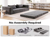 Artiss 3-in-1 Convertible Sofa Bed with Folding Mattress Velvet Foam Chair 300KG SB-B-DBED-FOLD-GY