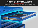 Bullet Pro 5 Drawer Tool Box Cabinet Chest Storage, with 1-Door Toolbox Garage Organiser Set, Blue V219-TOLCHTBU5CBA