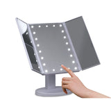 Embellir Tri-fold Makeup Mirror 1X2X3X Magnifying with LED Light Travel Portable MM-TRI-WH-1X2X3X