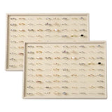 Large Velvet Jewelry Tray Display Drawer Inserts 2 Pack Stackable Jewelry Organizer for Earring V1107-107-83531-GRY-RING81SLOTS