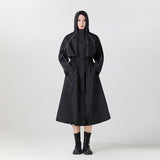 Black M Size Long Trench Style Waterproof Raincoat for Women - Fashionable Outdoor Hiking Cycling V888-ELOSUNG56807-1