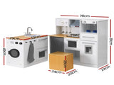 Keezi Kids Kitchen Playset 2-Piece Wooden Pretend Play Coffee Maker Toy 80CM White PLAY-WOOD-COMBINATION-WH
