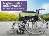Equipmed Folding Manual Wheelchair Self Propelled, 24" Rear Wheels, Chrome Steel Frame, 46cm Wide V219-HELWLCEQ1EKA