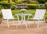 Gardeon 3PC Outdoor Bistro Set Table and Chairs Stackable Patio Furniture White FF-B-STA-AL80-WH
