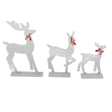 3pcs Lighted Christmasation Deer Home Warm White Light Iron LED Reindeer Family Set Tabletop V1294-YM0710-3115230130012