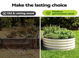 Green Fingers Oval Raised Garden Bed Galvanised Planter Box Rust Resistant 240x60x45cm White GB-OVAL-2406045-WH