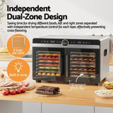 Devanti 16 Trays Food Dehydrator Dual-Zone Stainless Steel FD-E-601A-16T-SS