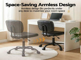 Artiss Armless Office Chair with Wheels, Ergonomic PU Leather Office Desk Chair, Height Adjustable OCHAIR-M-1142-PU-BK