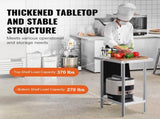 Stainless Steel Prep Table, 24 x 18 x 34 Inch, Heavy Duty Metal Worktable with 3 Adjustable Height V952-CFBXGGZTLCWJ8T6BLV0