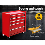 Giantz 5 Drawer Tool Box Cabinet Chest Trolley Box Garage Storage Toolbox Red TB-5DR-ROLL-RED