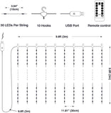 USB Powered 300 LED Curtain String Light with 8 Modes and Remote Control for Bedroom Party Wedding V178-14667