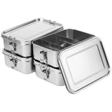 4PCS 304 Stainless Steel Food Containers Set, 47.35 fl oz Metal Bento Box with Removable Dividers, V1369-AZ3-W-08787