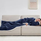 Grey 180 x 120CM Extra Large Wearable Wrap Blanket with Sleeves and Large Pocket, Cozy Thickened V888-ELOSUNG52504