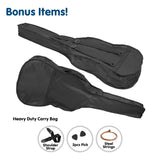 Karrera 41in Acoustic Wooden Guitar with Bag - Black WAC41-NC-BK