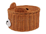 Tissue Box Cover Rattan Cute Bear Brown with Lid Easy Access Round Easy Maintenance Versatile Holder V1294-YM0710-3115230115711