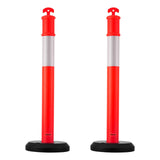 2 Pack Traffic Delineator Posts, 1140 mm Traffic Safety Cones with Fillable Base and Reflective V952-TCDZJTJSZHS4ZA5MR001V0