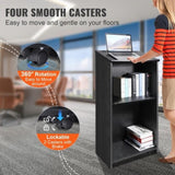 Podium Stand, 47 in Hostess Stand with 4 Rolling Wheels, Wood Podium with Storage Shelves, and Slant V952-CTSJTHSYMDF47ZN65V0