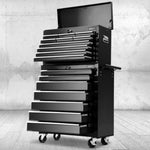 Giantz 17 Drawer Tool Box Cabinet Chest Trolley Toolbox Garage Storage Box Black TB-17DR-107-BK