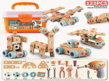 DIY assembly toy, wooden building set, electric drill toy for kids, educational construction toy, V1102-819-37423-MLT-147PCS
