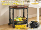 Folding Rolling Side Table Wheels, 3-Tier Round Storage Cart, Space-Saving Portable End Table V1107-CS-UAZGGZ21