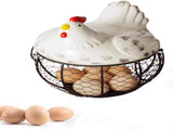 Egg basket, egg holder, egg storage, metal fruit bowl, chicken pattern, ceramic egg storage basket, V1188-MS-313-0447