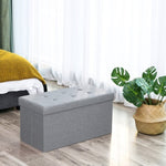 SONGMICS 76cm Folding Storage Ottoman Bench Foot Rest Stool Light Gray V227-8498402106080