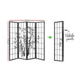 Artiss 4 Panel Room Divider Screen 174x179cm Bamboo Black White RD-5019-4P-BK