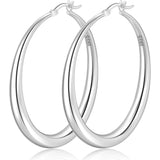 S925 Sterling Silver Hoop Earrings for Women, Lightweight Hypoallergenic Large Silver Hoops, 30 mm V1237-MS-724-149