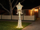 Christabelle 1.5m Lamp Post Christmas Light Up Display Silver Bows Warm White LED Outdoor Indoo 112_MHA713