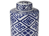 Valora Blue & White Cylinder Jar 35cm V637-20909