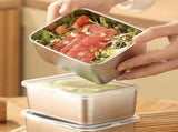6 Food Containers with Lids - Reusable, Stackable, Waterproof - Stainless Steel - Suitable for Oven, V1188-MS101-01071-1