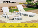Gardeon Sun Lounge Lounger Table and Chairs Beach Chair Adirondack HDPE Patio Outdoor Furniture FF-LOUNGE-3ADHE-WH