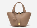 Faw Elegant Women's Leather Tote Handbag with Gold Lock Detail V888-ELOSUNG12947