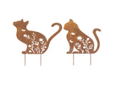 Set 2 Rust Sitting Cat Garden Stakes 37x46cm V637-71474CAT