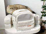 White cat backpack carrier, pet travel carrier, breathable cat backpack, stylish cat carrier, cat V1106-135-GRA-45887
