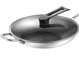 Stainless Steel Wok Pan Double Sided Honeycomb 3 Layer Prevent Sticking Easy Cleaning Wok for V1294-YM0717-3118220189614