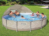 Bestway Swimming Pools 396cm x 107cm Steel Above Ground Canopy Backyard Pool Set White BW-POOL-RC-396-561FX