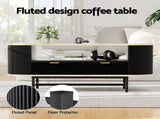 Artiss TV Unit & Coffee Table Set Storage Drawers Shelves Black Pine FUR-Z-TV-COF-BKWD