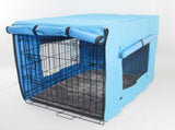 36' Portable Foldable Dog Cat Rabbit Collapsible Crate Pet Cage with Cover Mat Blue V278-CR36WCOVER-BLUE-MAT