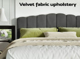 Artiss Bed Frame King Size Velvet Grey FION BFRAME-H-FION-K-GY-ABC