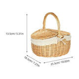 Wicker Bread Basket with Lid for Shopping, Vegetable Storage, and Travel - , Lightweight, V1366-AZ2-W-13511