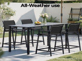 Gardeon 2PC Outdoor Bar Stools Steel Dining Chairs Patio Furniture Garden Black ODF-BA-TEX-BK-2X