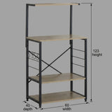 CARLA HOME 4 Tier Bakers Rack Microwave Stand - Oak Finish - Brown - Kitchen Rack V178-36444