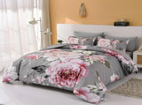 Grey Blush Peony Garden Comforter Quilted Doona Set V745-MMPAB011070AJ3