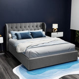 Artiss Bed Frame Queen Size Gas Lift Grey ISSA BFRAME-E-ISSA-Q-GY-AB