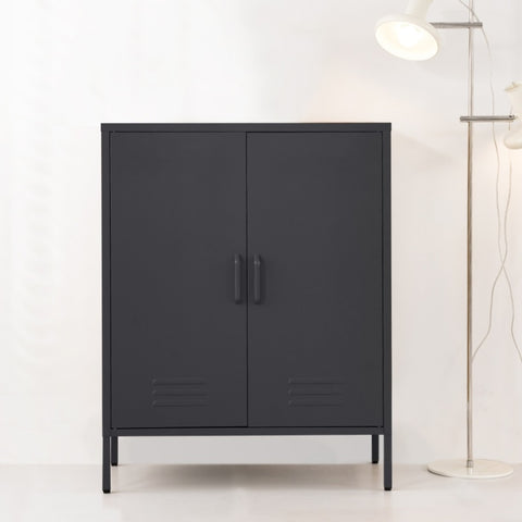 Artiss Buffet Sideboard Metal Cabinet - SWEETHEART Charcoal AI-LOCKER-MI-BK