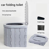 Grey Portable Folding Car Toilet -With toilet paper holder Heavy Duty ABS Collapsible Camping Potty V888-ELOSUNG56314-1